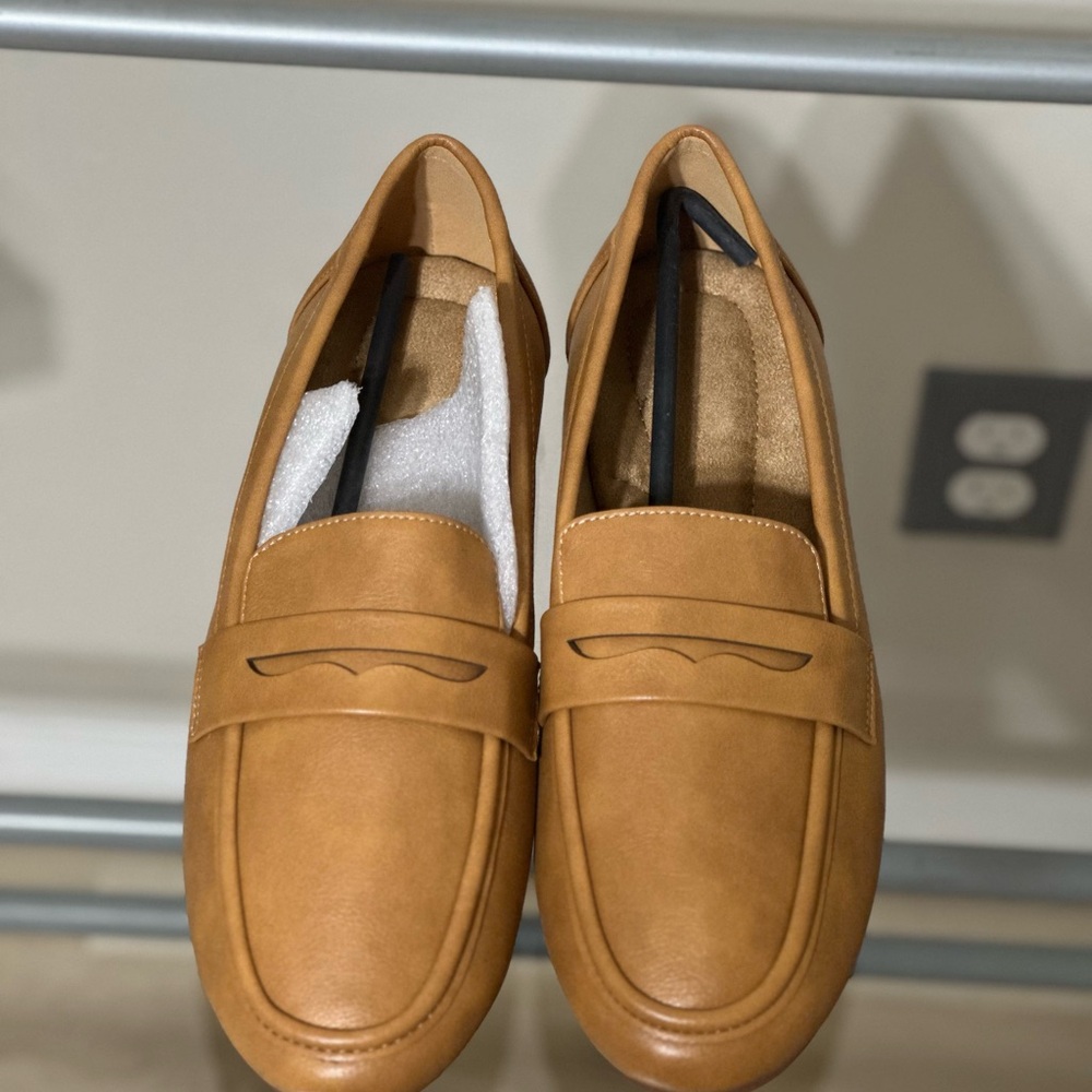 Women's Tan Penny Loafers — Casual Slip-On Flats